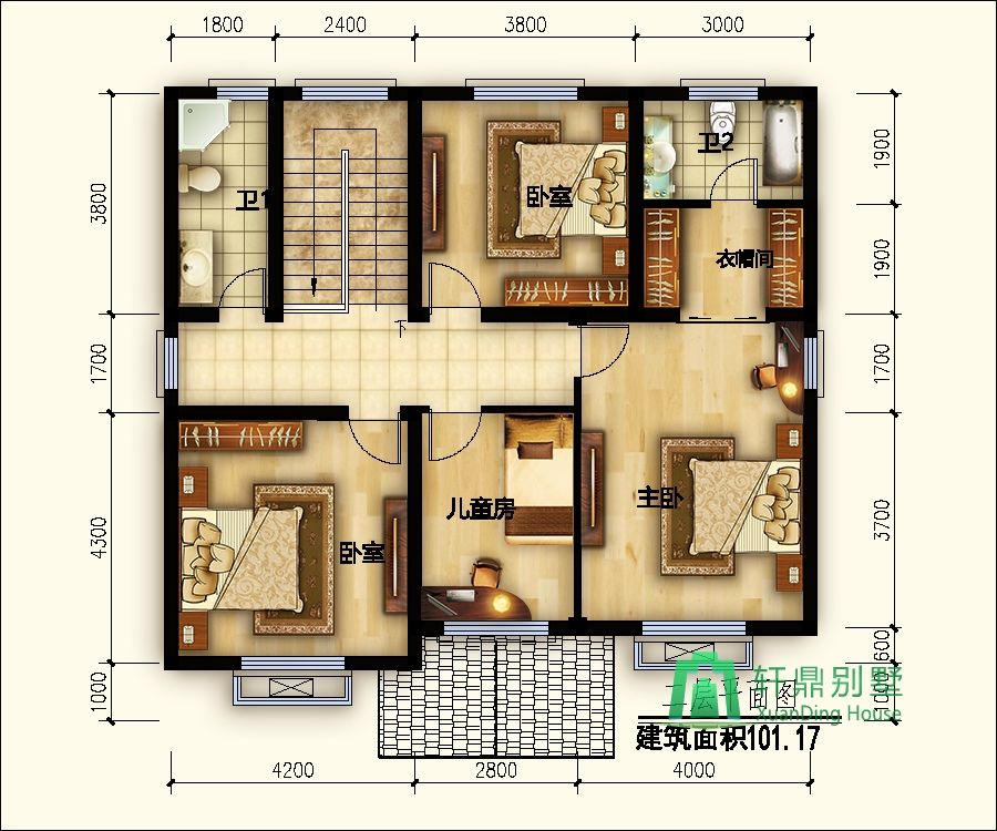 1010米两层典户型农村房屋自建施工图纸_实用户型小别墅