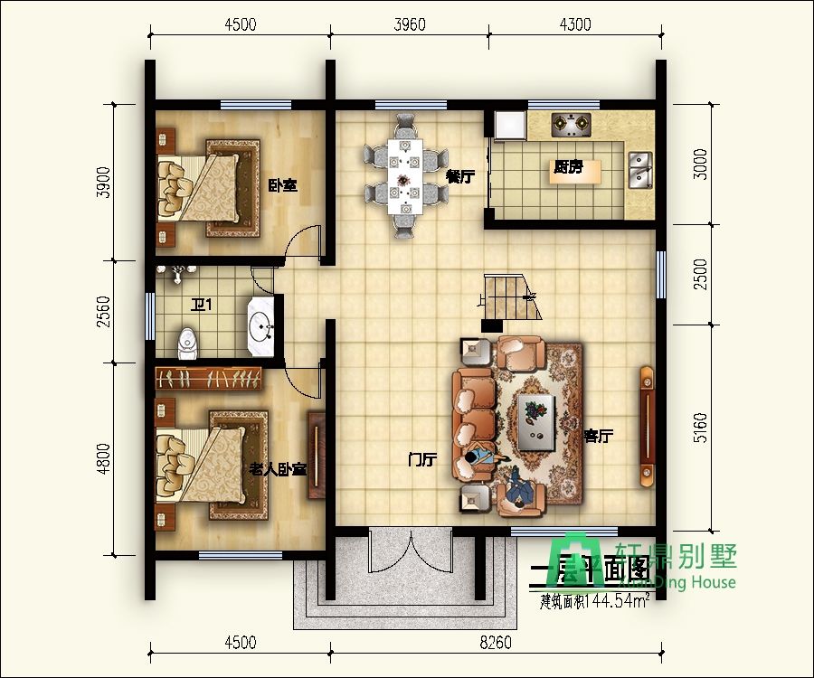 新中式复式三层自建别墅设计图,13m*10.9m,徽派建筑设计