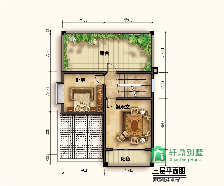 面宽9米,进深13米,占地110平方米的三层自建别墅设计图