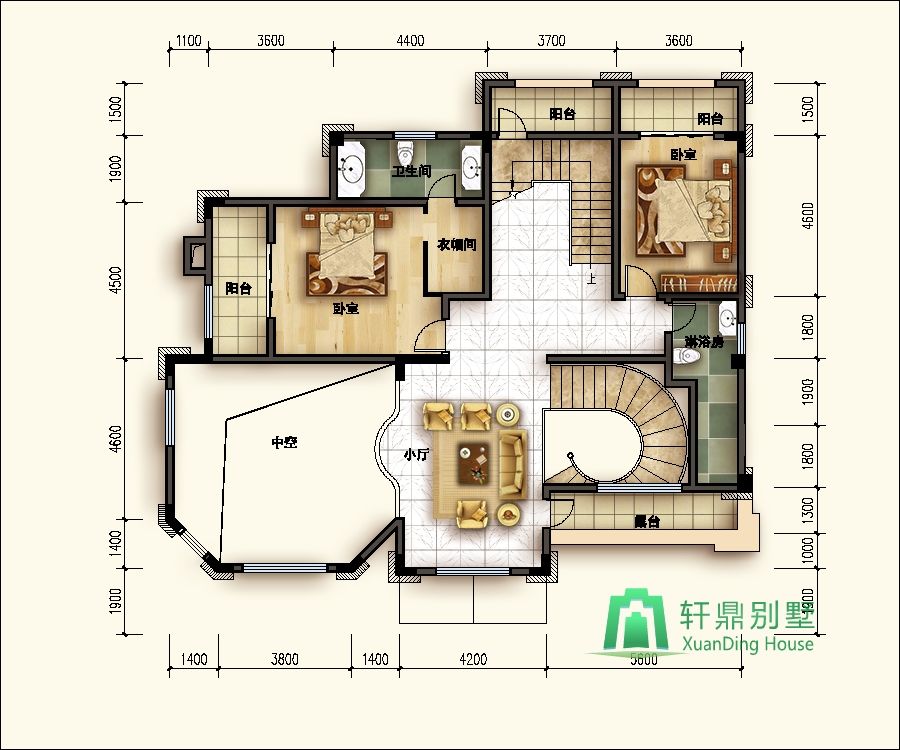 欧式三层豪华复式别墅设计图,带有多个角度效果图