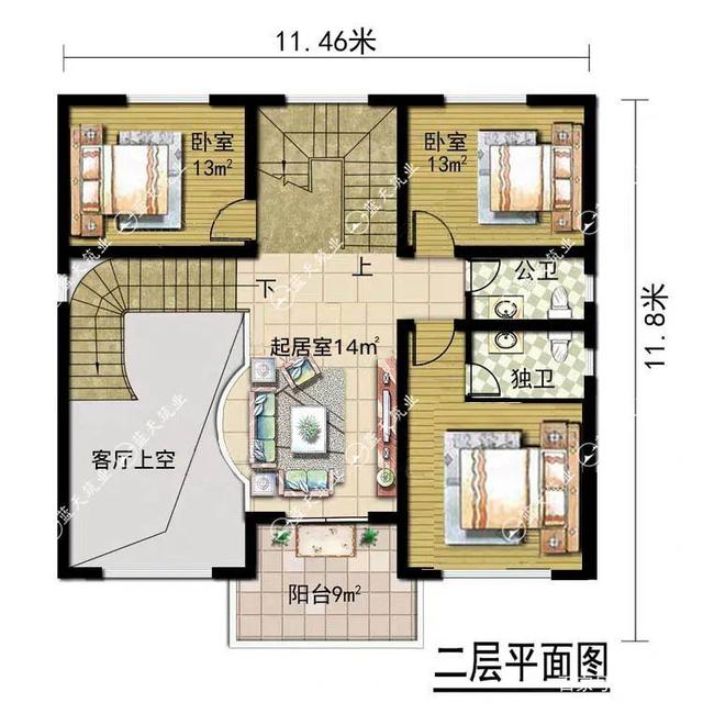图纸推荐: 11.5mx11.8m的三层欧式农村自建房设计图!