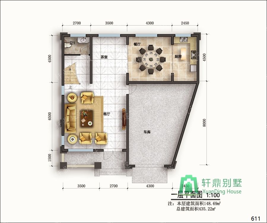 农村三层带车库自建别墅设计图一层平面.jpg 农村三层带车库自建别墅设计图一层平面.jpg