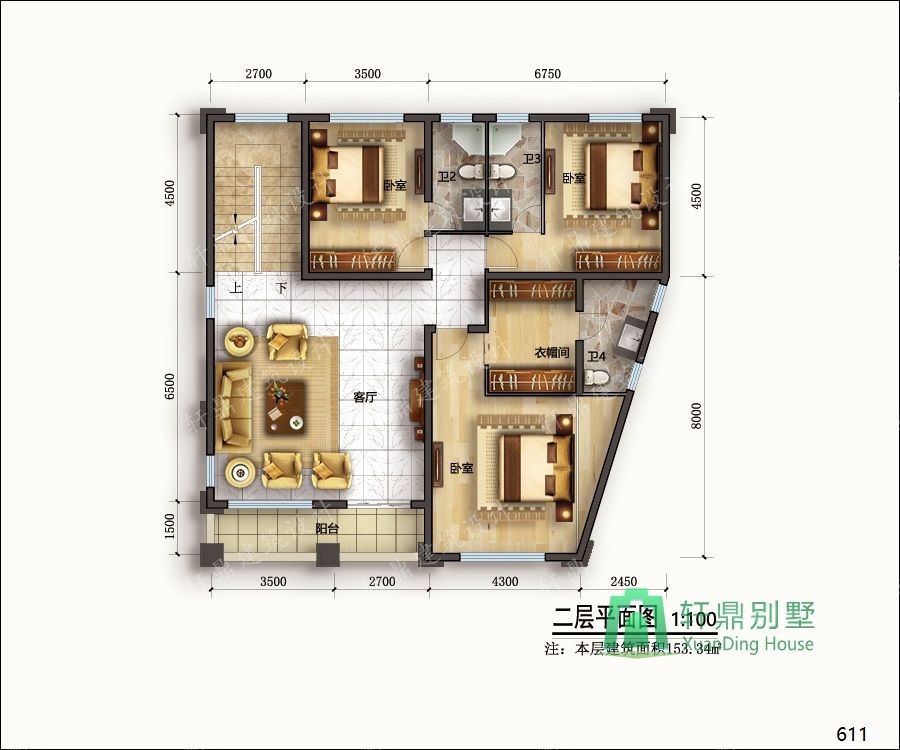 农村三层带车库自建别墅设计图二层平面.jpg 农村三层带车库自建别墅设计图二层平面.jpg